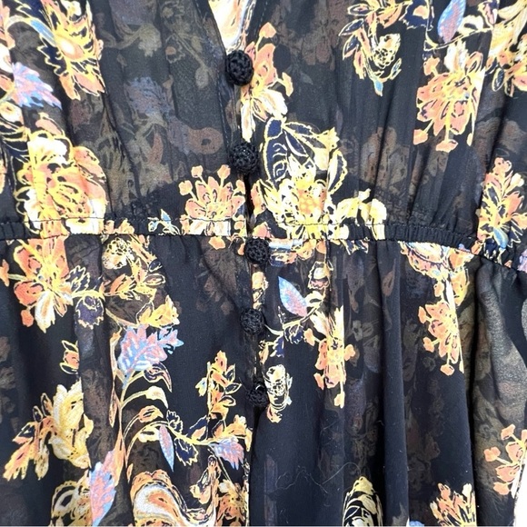 Free People Dream State Tunic Kimono Black Boho Top Size Medium - Picture 6 of 9